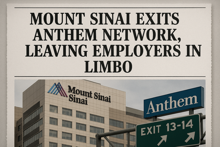Professional illustration for article: Mount Sinai Exits Anthem Network, Leaving Employers in Limbo