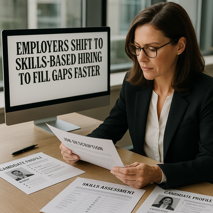 Professional illustration for article: Employers Shift to Skills-Based Hiring to Fill Gaps Faster