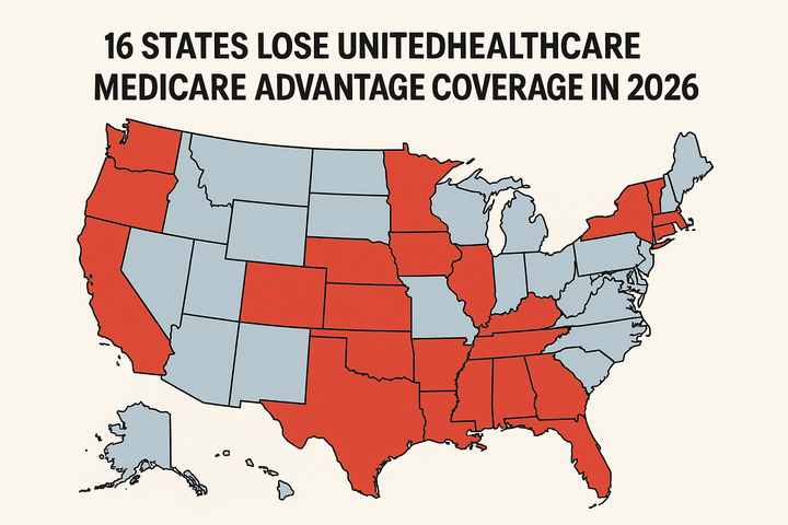 Professional illustration for article: 16 States Lose UnitedHealthcare Medicare Advantage Coverage in 2026